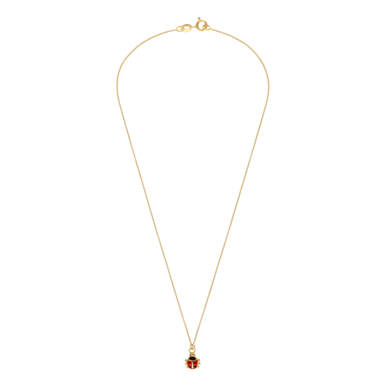 Zilveren goldplated ketting lieveheersbeestje