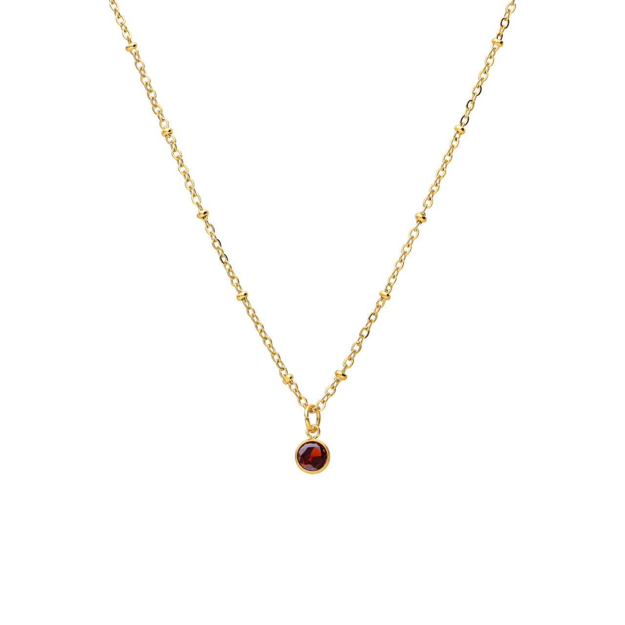 Stainless steel goldplated ketting met hanger geboortesteen Januari voor dames