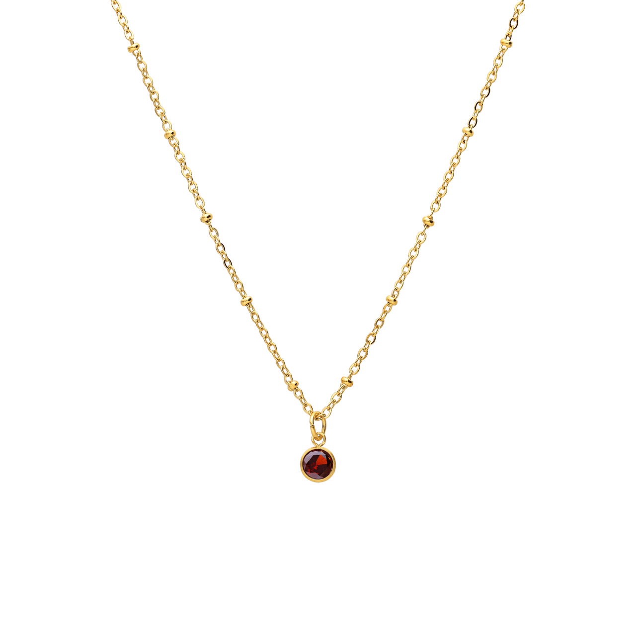 Stalen goldplated ketting met hanger geboortesteen Januari voor dames