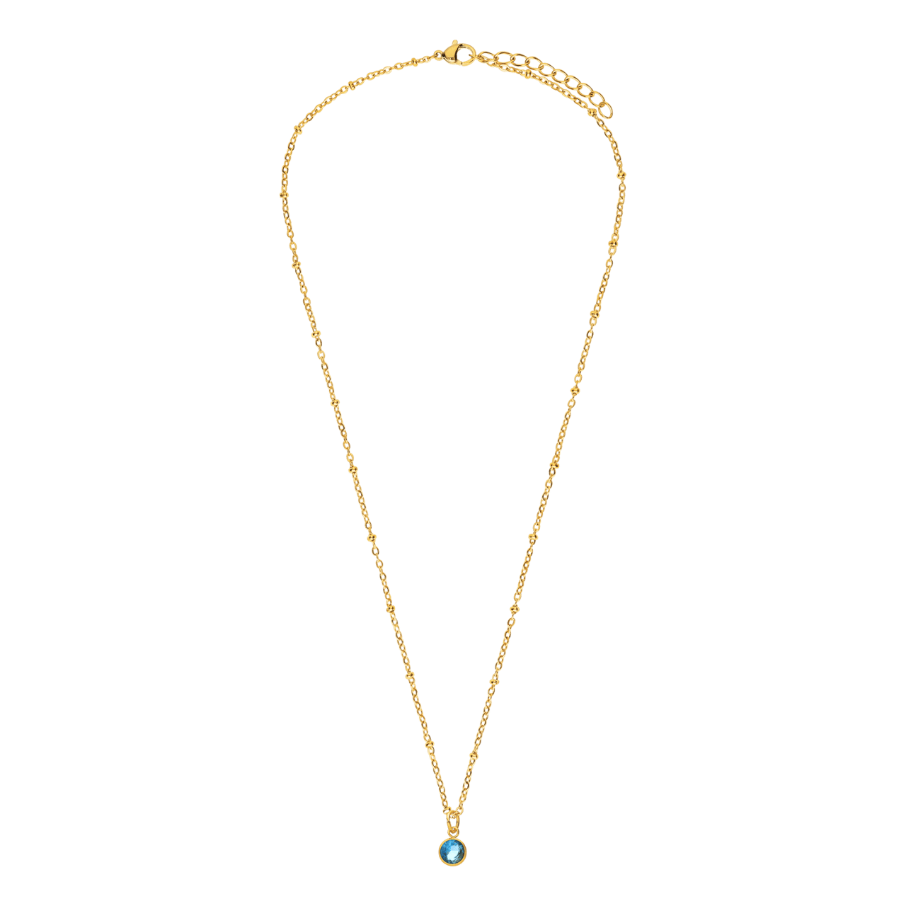 Stainless steel goldplated ketting met geboortesteen hanger Maart