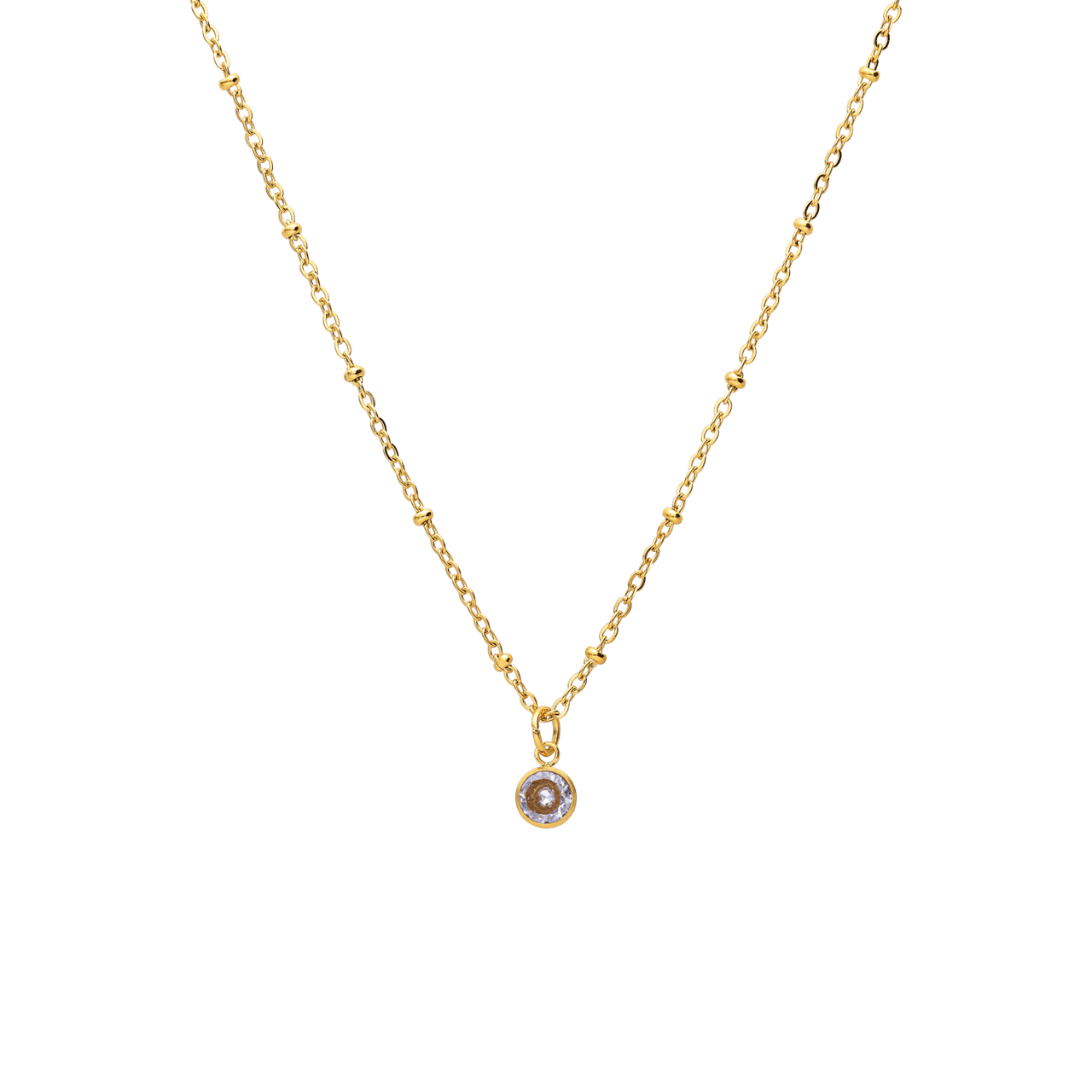 Stainless steel goldplated ketting met geboortesteen hanger April