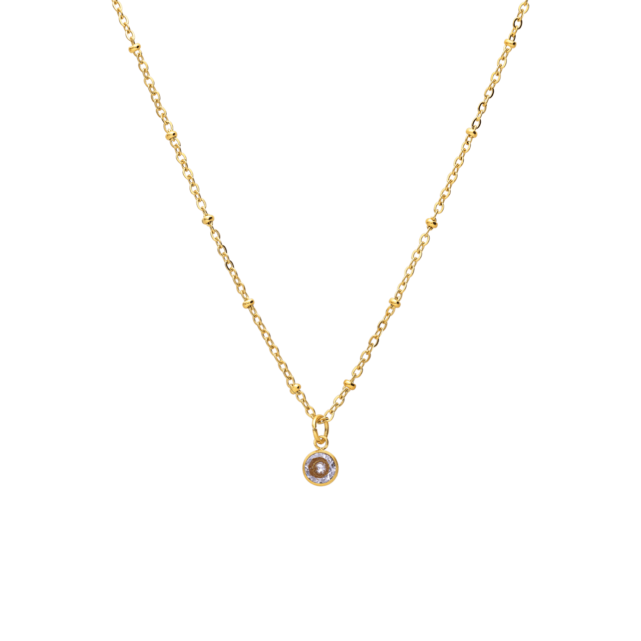 Stalen goldplated ketting met geboortesteen hanger April