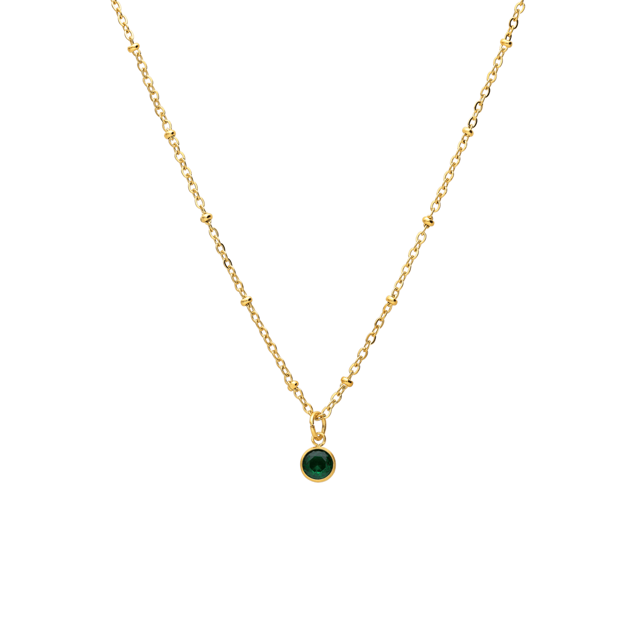 Stainless steel goldplated ketting met hanger geboortesteen Mei voor dames