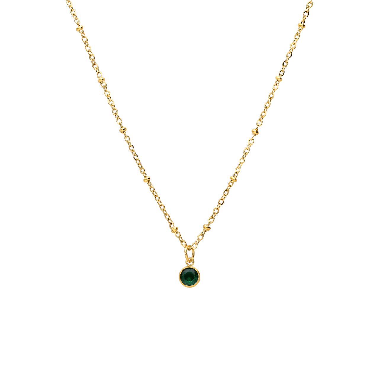 Stalen goldplated ketting met geboortesteen hanger Mei