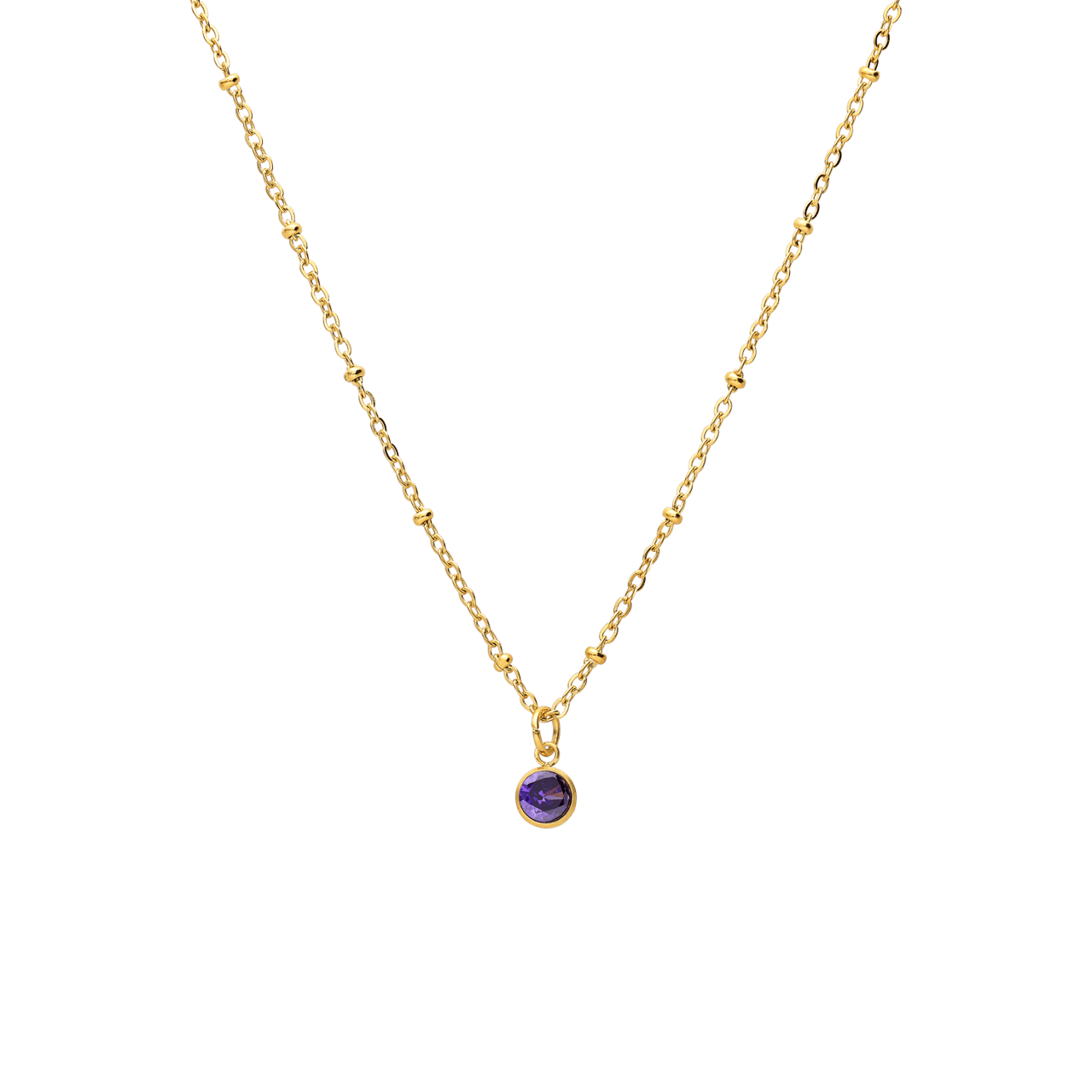 Stainless steel goldplated ketting met geboortesteen hanger Juni