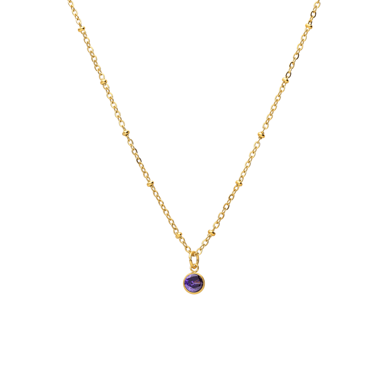 Stalen goldplated ketting met geboortesteen hanger Juni
