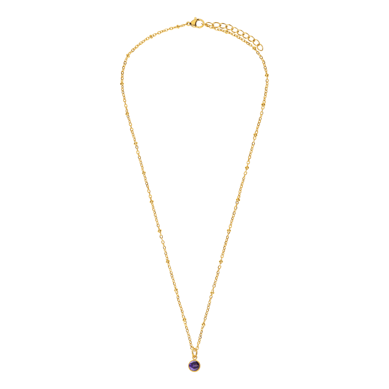 Stainless steel goldplated ketting met geboortesteen hanger Juni