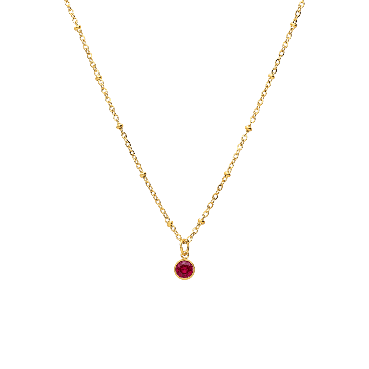 Stainless steel goldplated ketting met hanger geboortesteen Juli voor dames