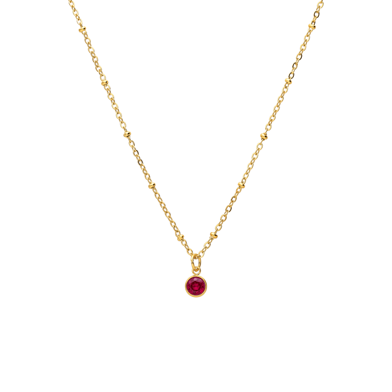 Stalen goldplated ketting met geboortesteen hanger Juli