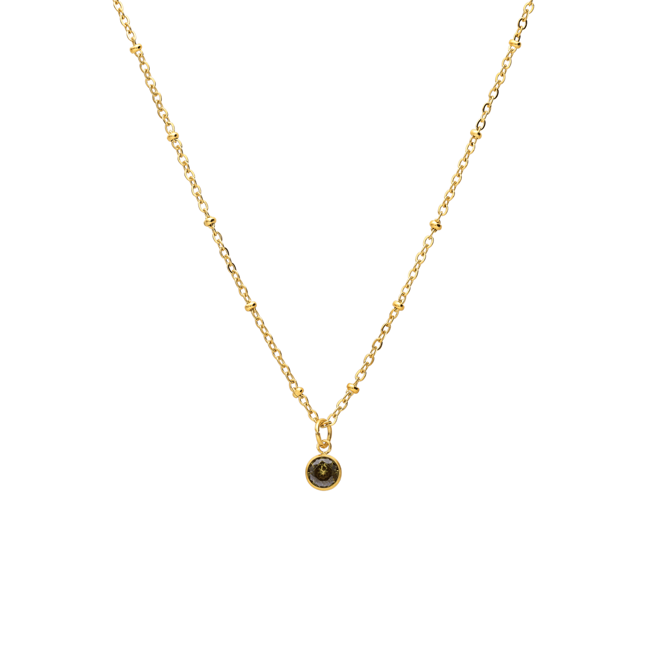 Stainless steel goldplated ketting met geboortesteen hanger Augustus