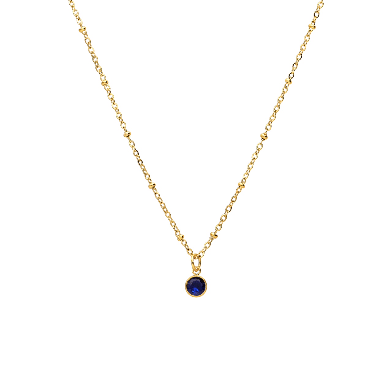 Stainless steel goldplated ketting met geboortesteen hanger September