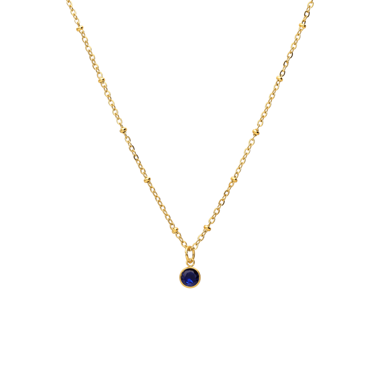Stalen goldplated ketting met geboortesteen hanger September