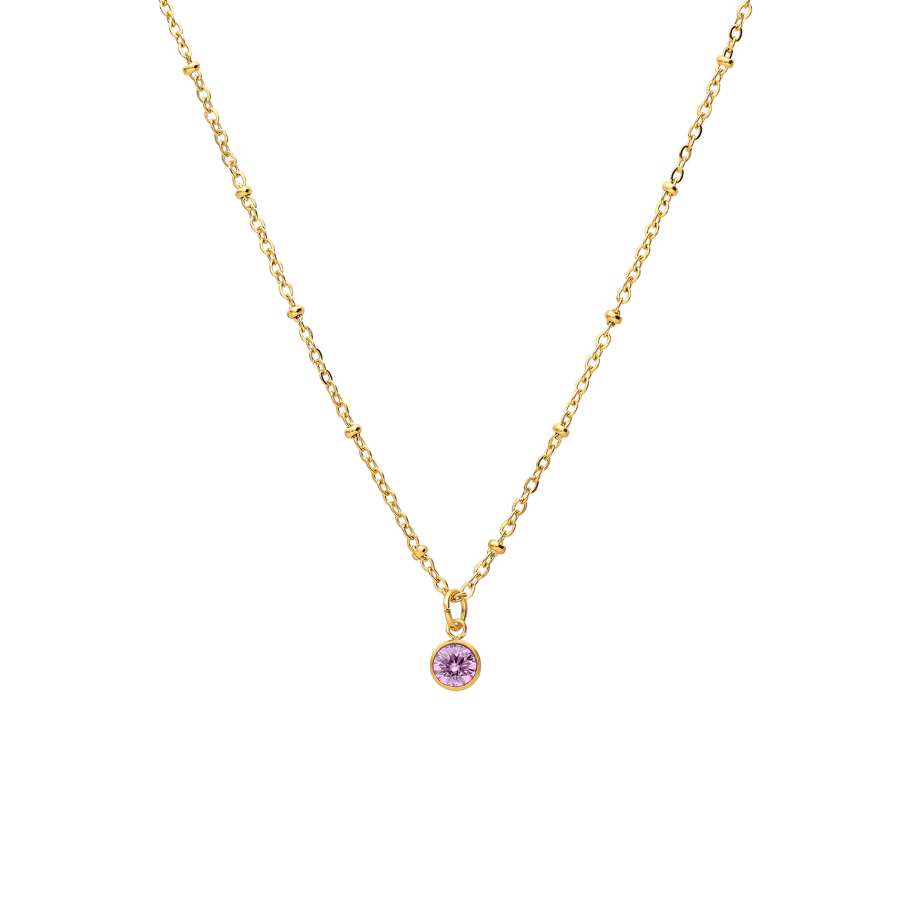 Stainless steel goldplated ketting met hanger geboortesteen Oktober voor dames