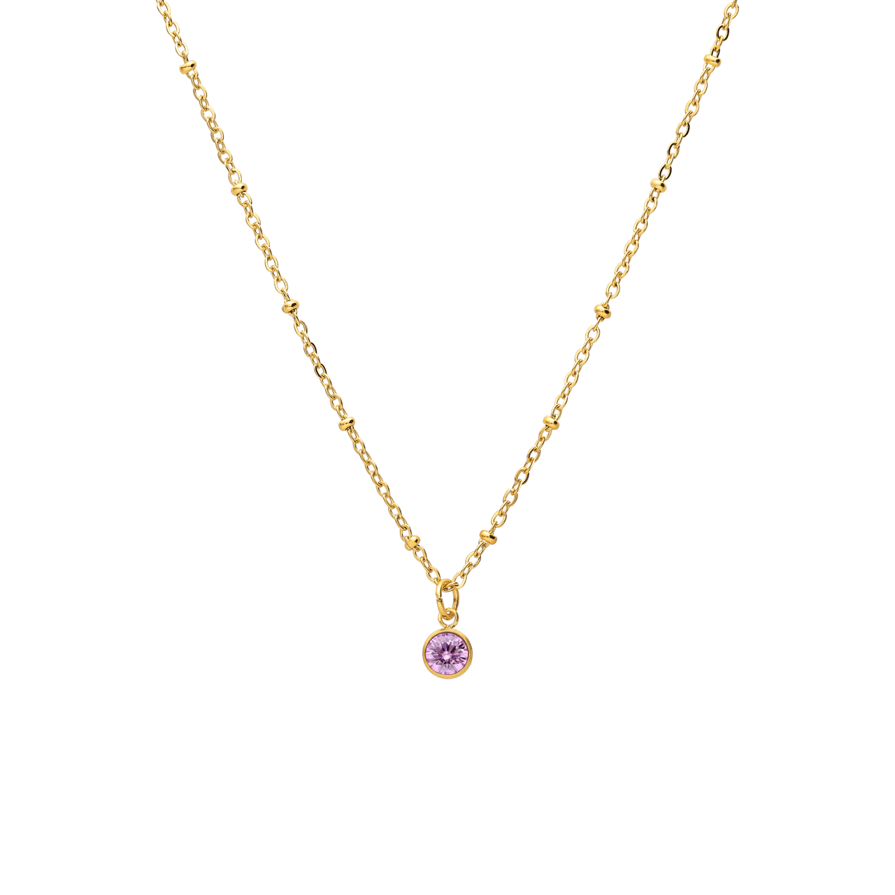 Stalen goldplated ketting met geboortesteen hanger Oktober