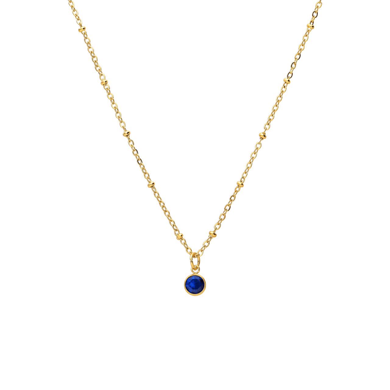 Stainless steel goldplated ketting met geboortesteen hanger December