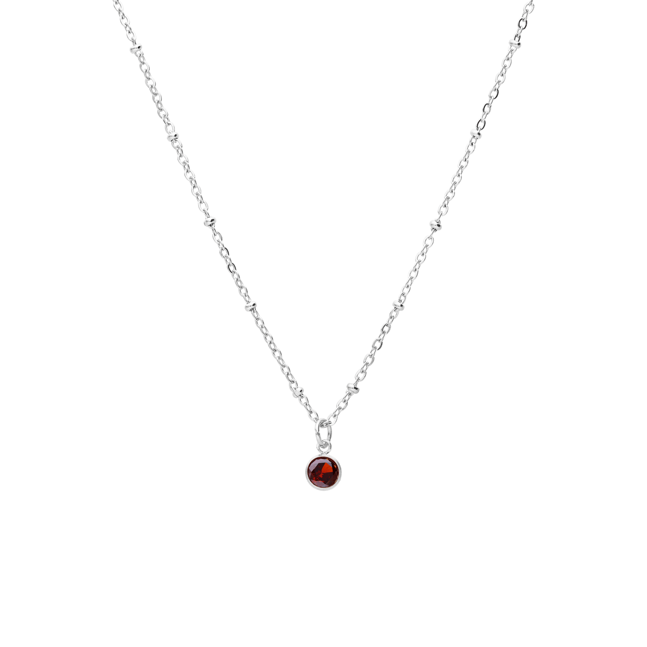 Stainless steel ketting met geboortesteen hanger Januari