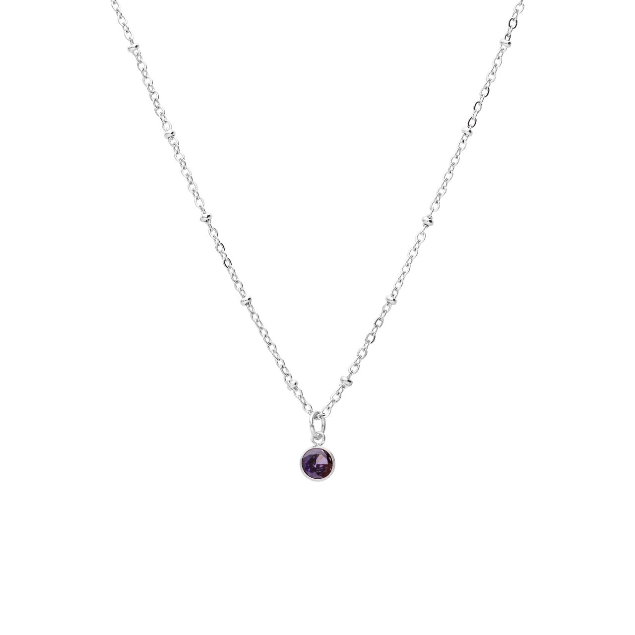 Stainless steel ketting met geboortesteen hanger februari