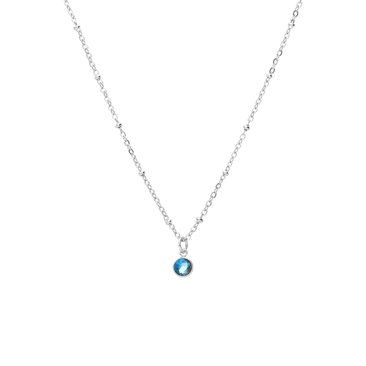 Stainless steel ketting met geboortesteen hanger Maart