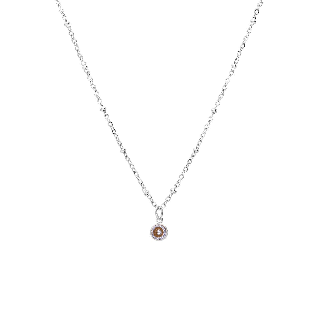 Stainless steel ketting met geboortesteen hanger April