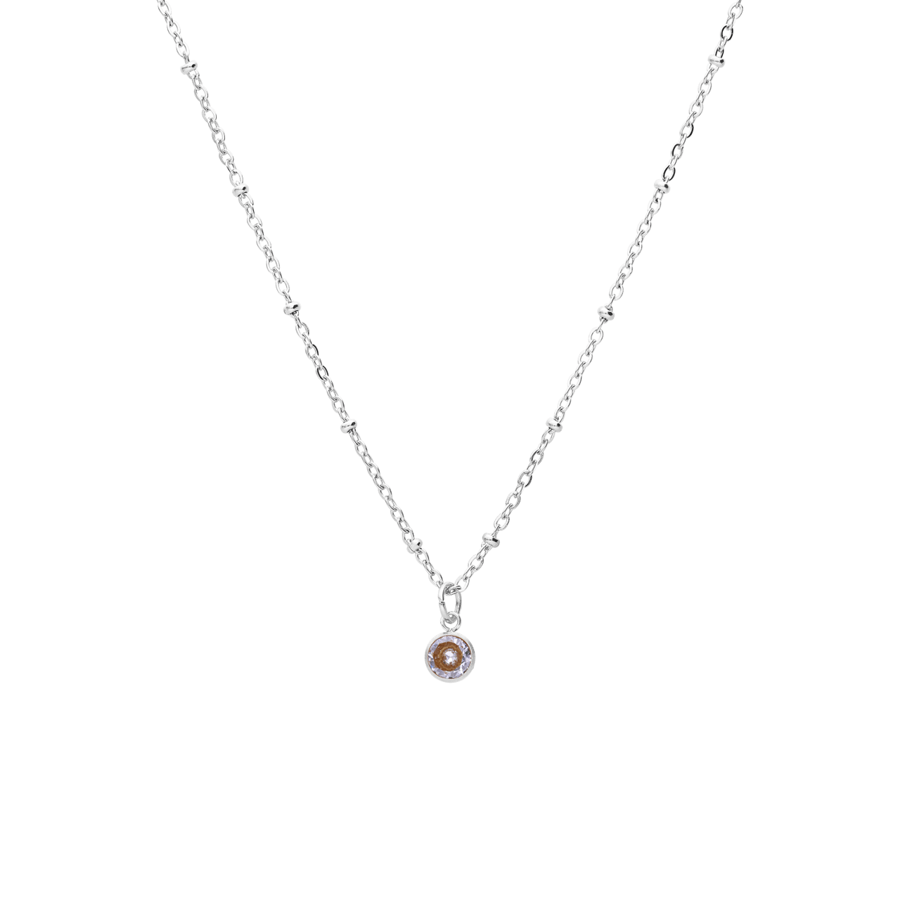 Stalen ketting met geboortesteen hanger April