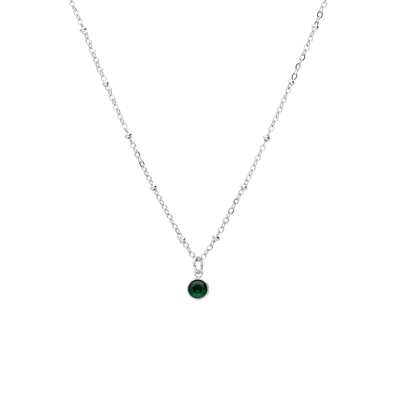 Stalen ketting met geboortesteen hanger Mei