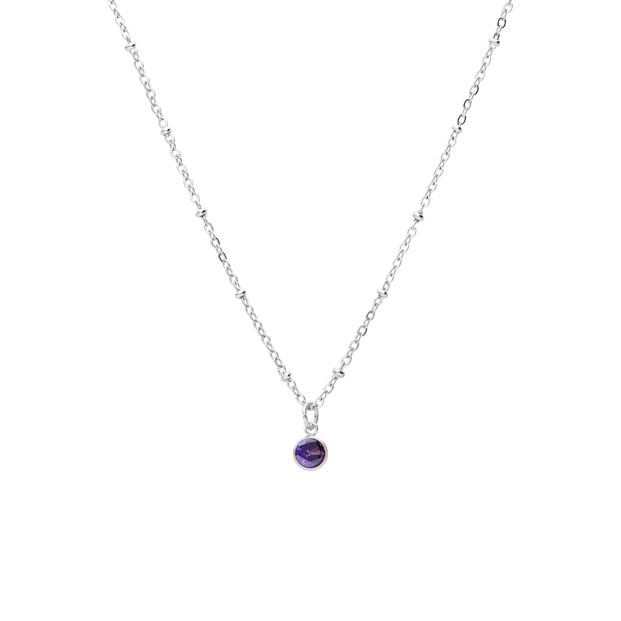 Stalen ketting met geboortesteen hanger Juni