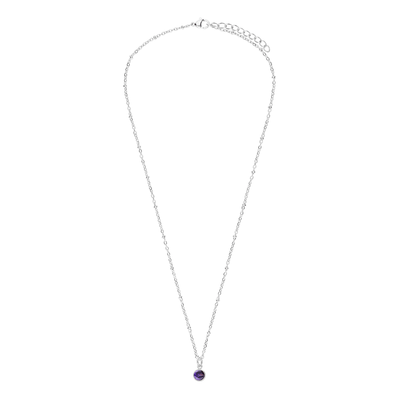 Stalen ketting met geboortesteen hanger Juni