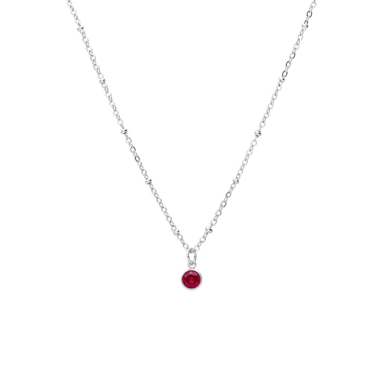 Stainless steel ketting met geboortesteen hanger Juli