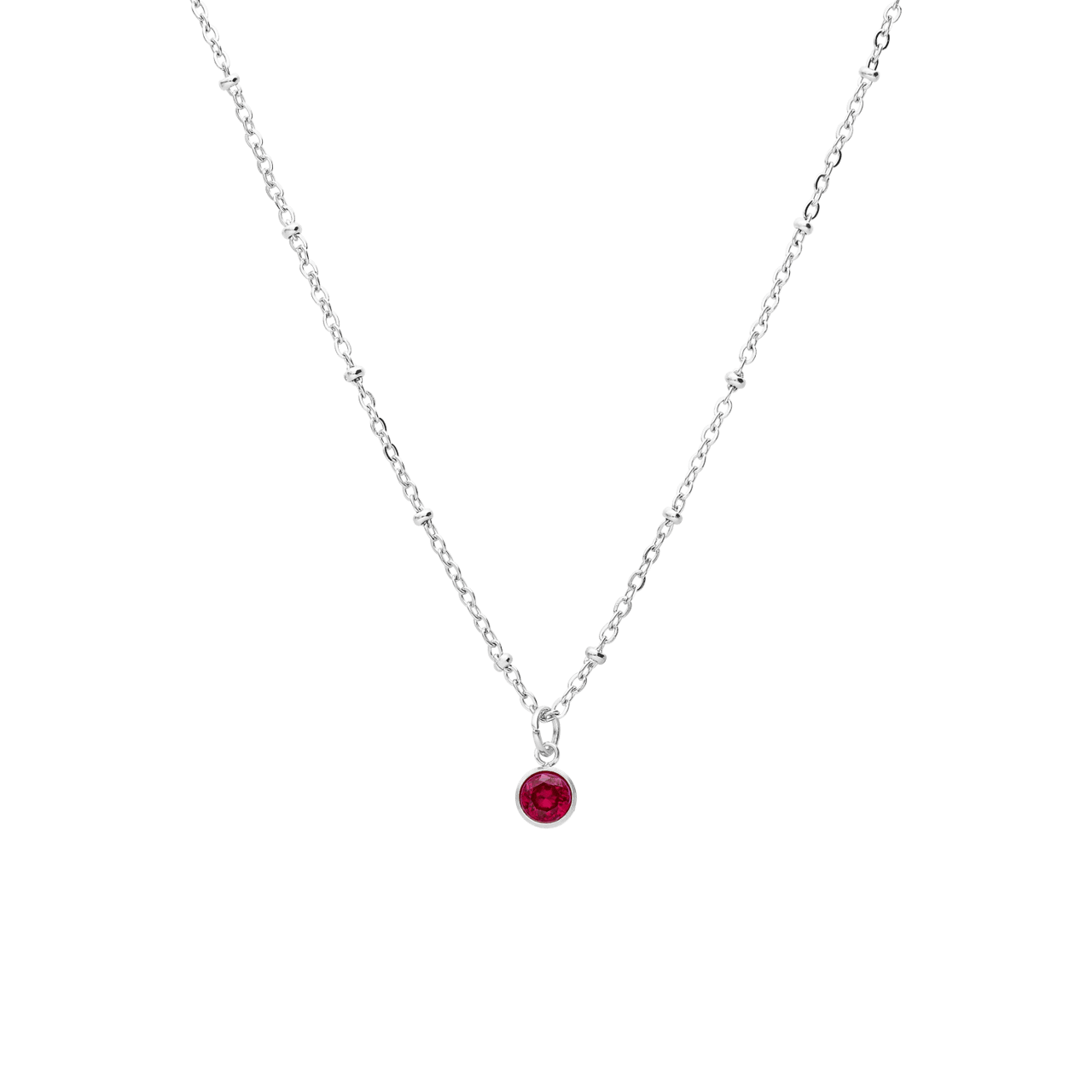 Stalen ketting met geboortesteen hanger Juli