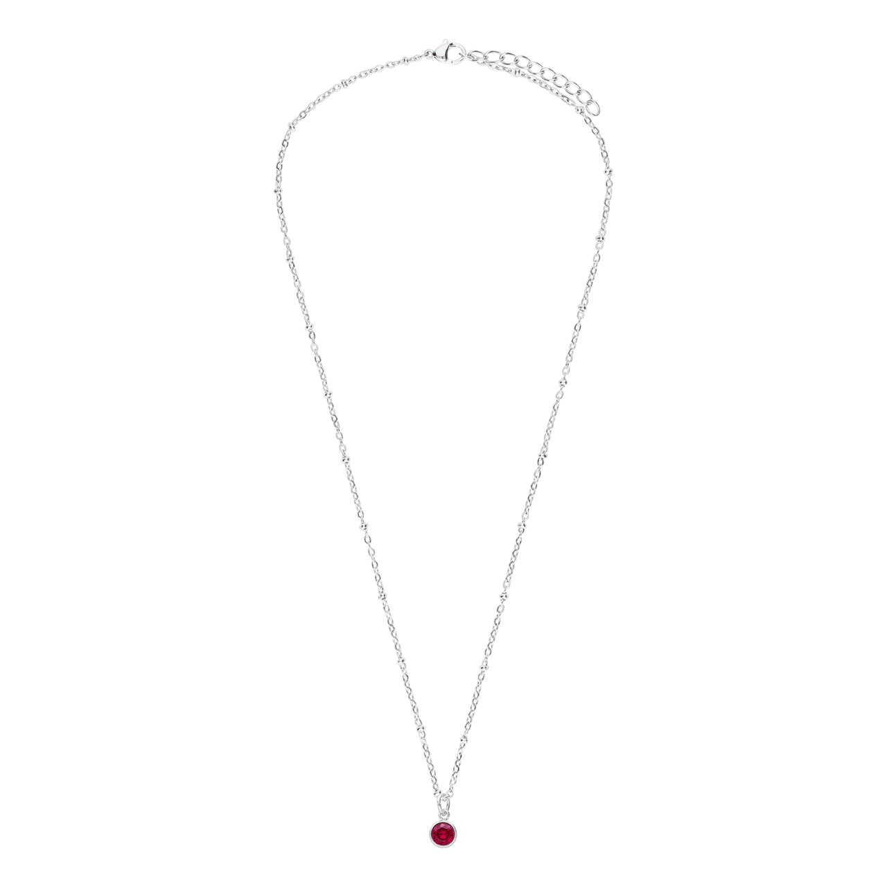 Stalen ketting met geboortesteen hanger Juli