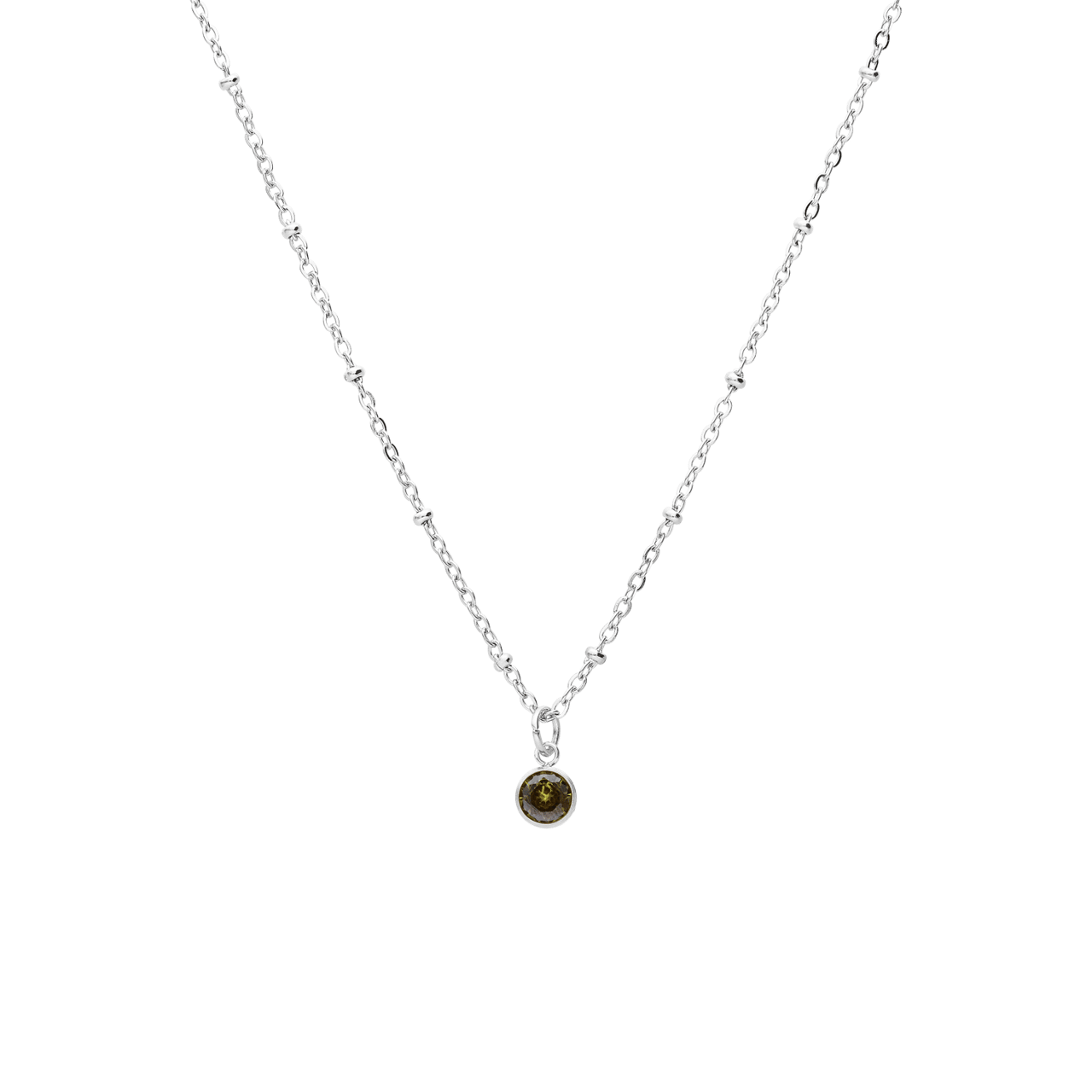 Stainless steel ketting met geboortesteen hanger Augustus