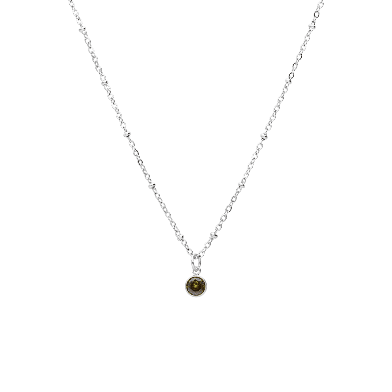 Stalen ketting met geboortesteen hanger Augustus