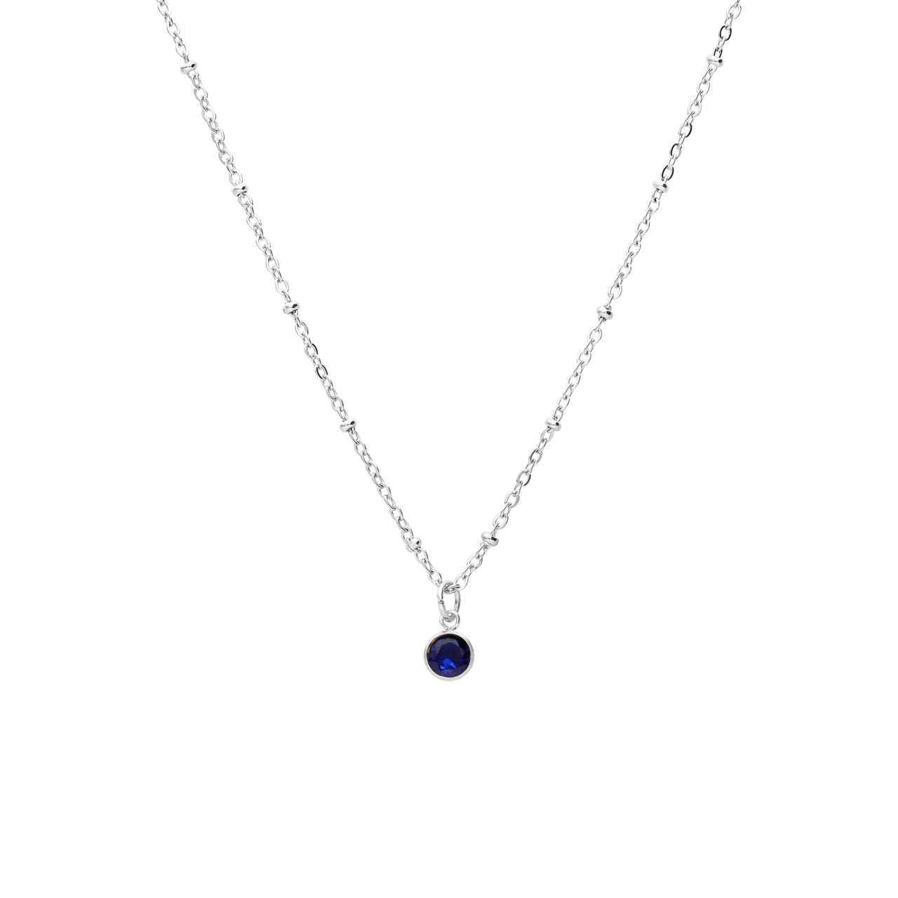 Stalen ketting met geboortesteen hanger September