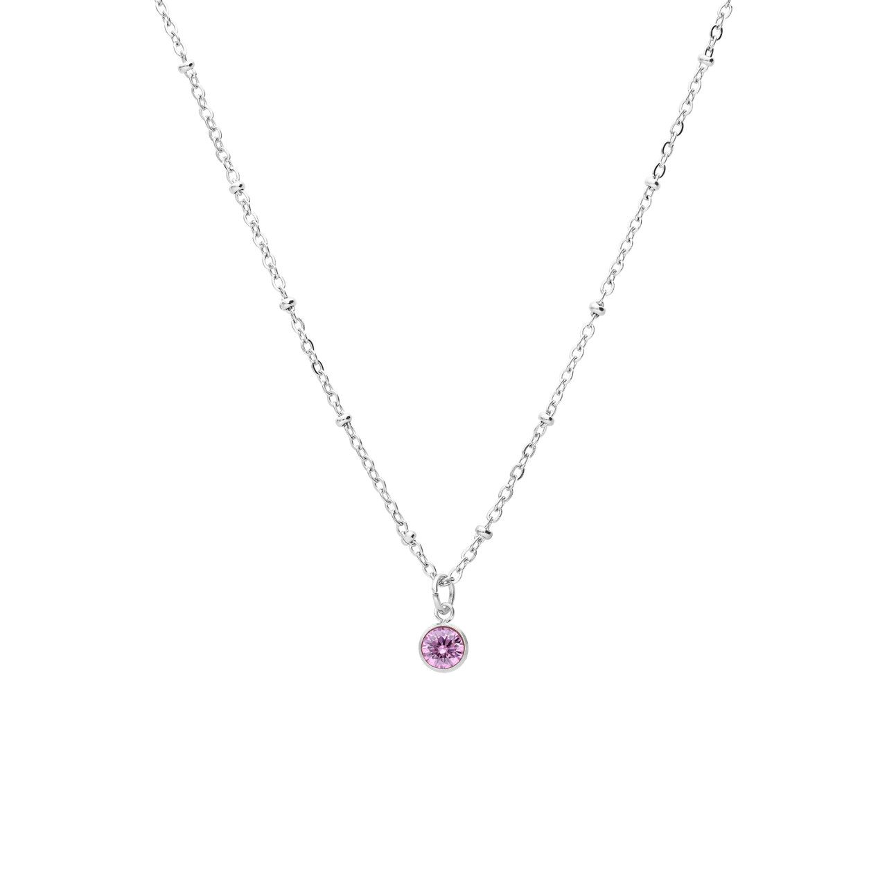 Stainless steel ketting met geboortesteen hanger Oktober