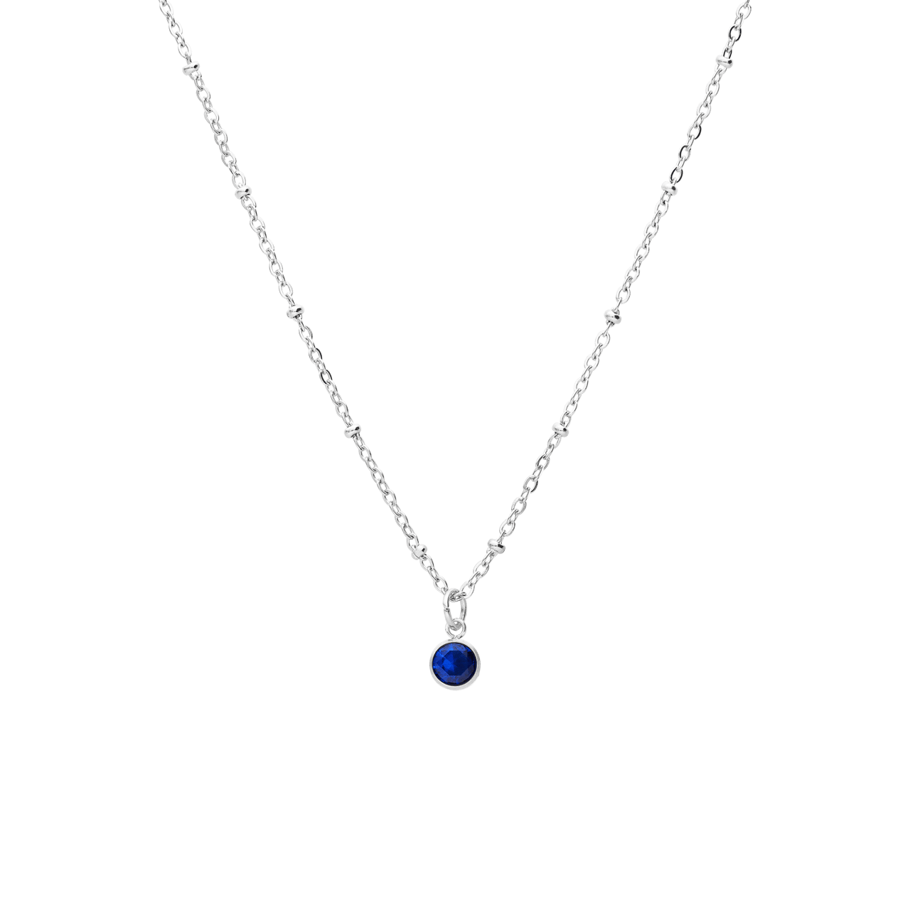 Stalen ketting met geboortesteen hanger December