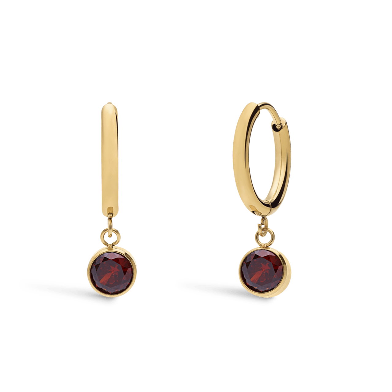 Stainless steel goldplated oorbellen geboortesteen januari