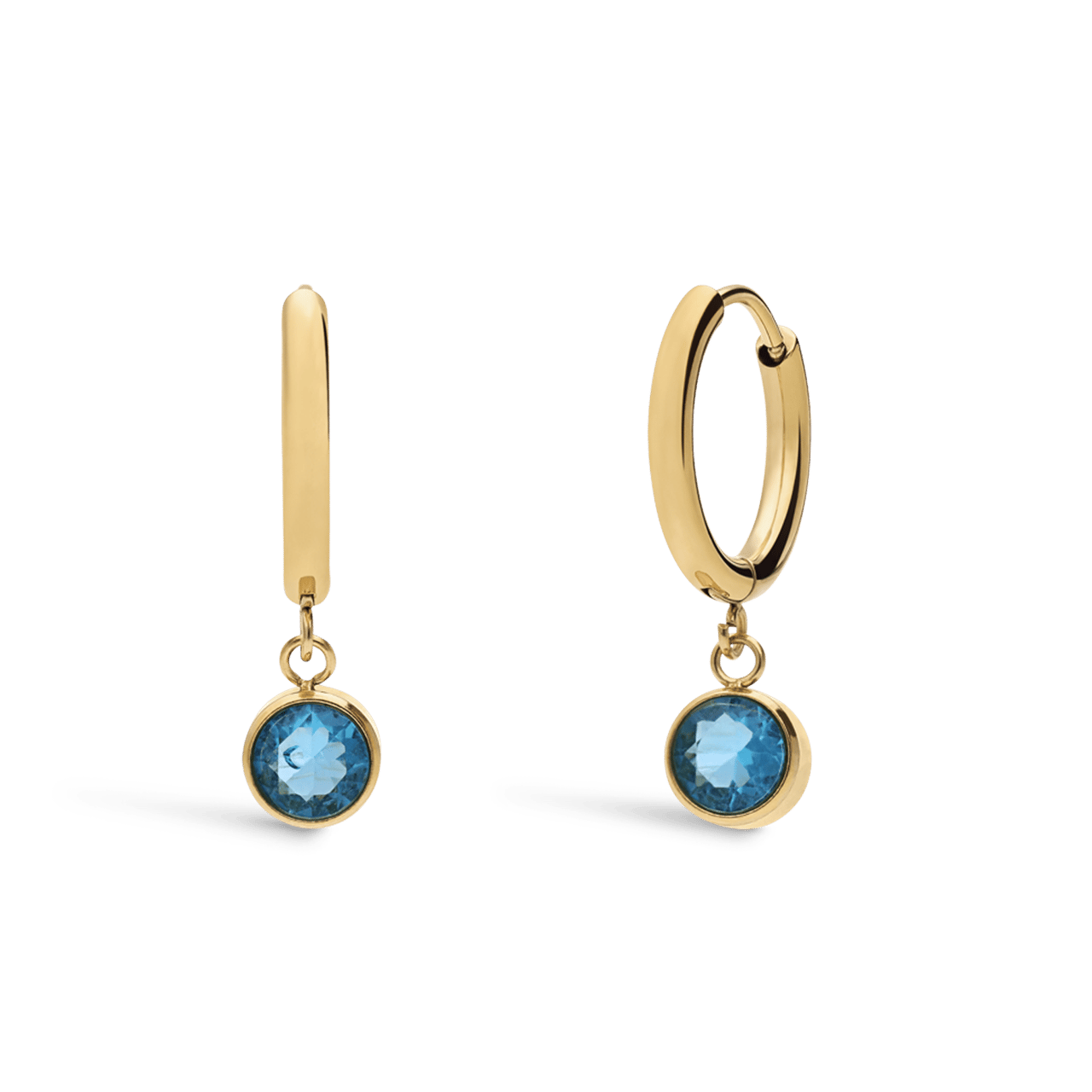 Stalen goldplated oorbellen geboortesteen maart