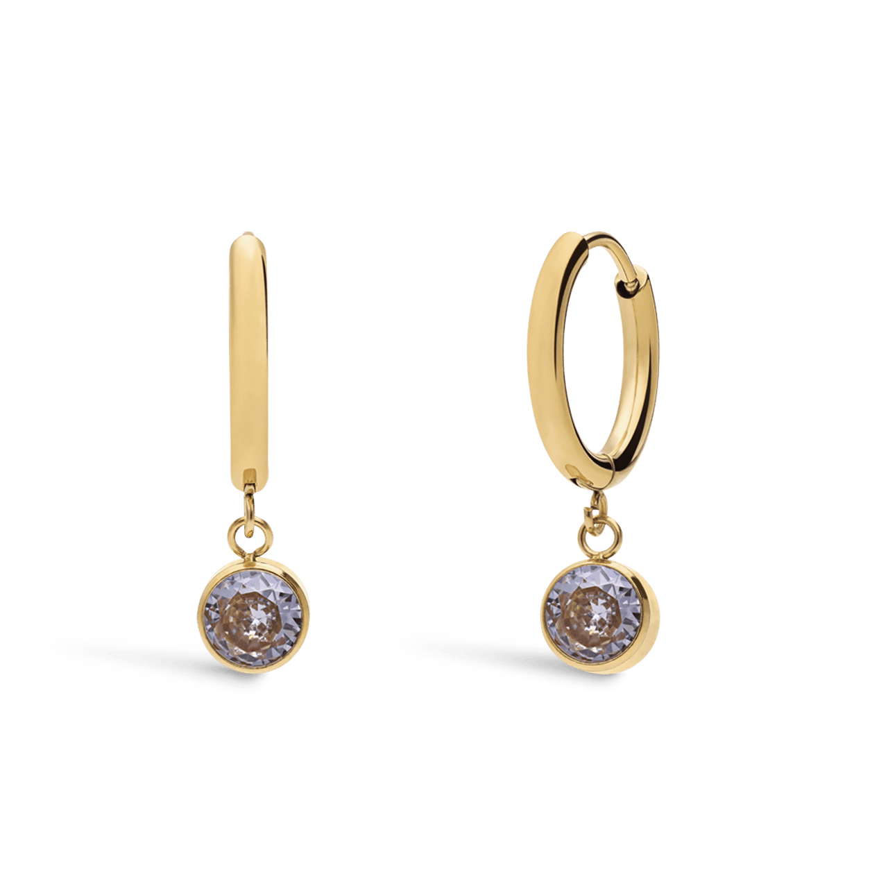 Stainless steel goldplated oorbellen geboortesteen april