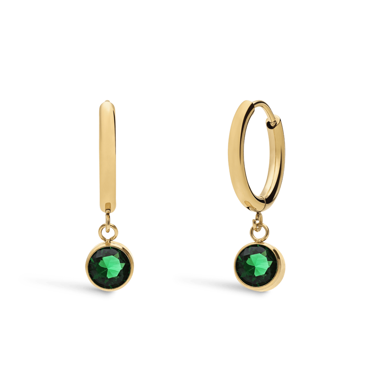 Stainless steel goldplated oorbellen geboortesteen mei