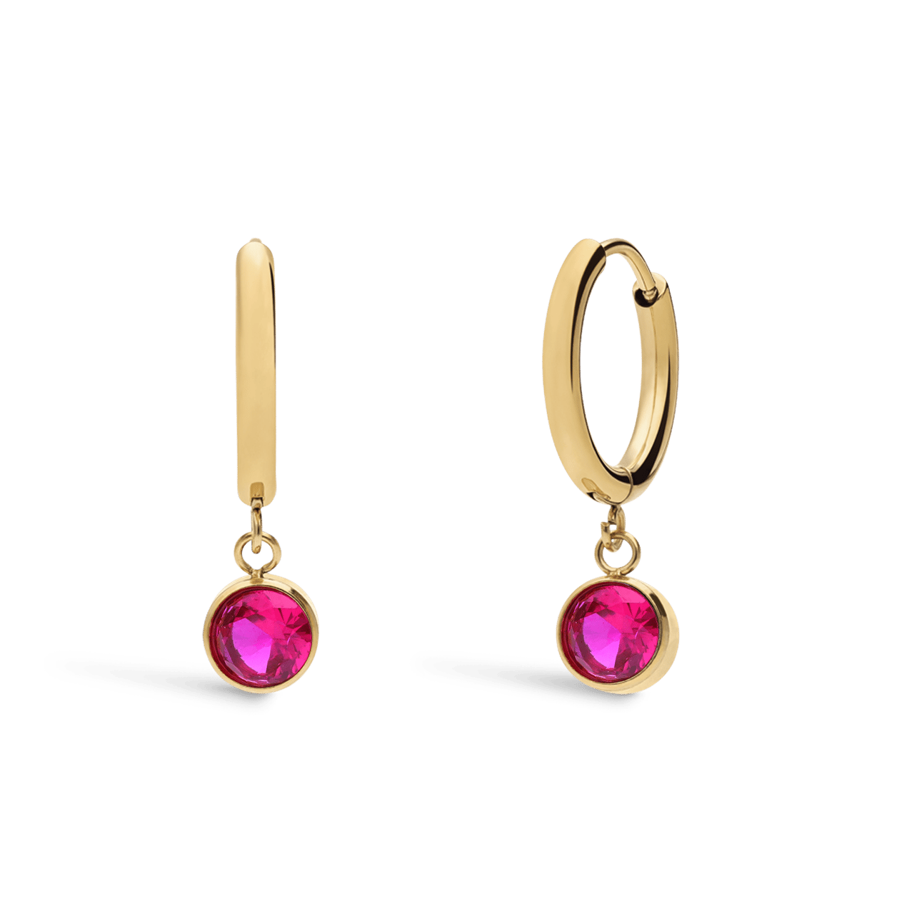 Stainless steel goldplated oorbellen geboortesteen juli