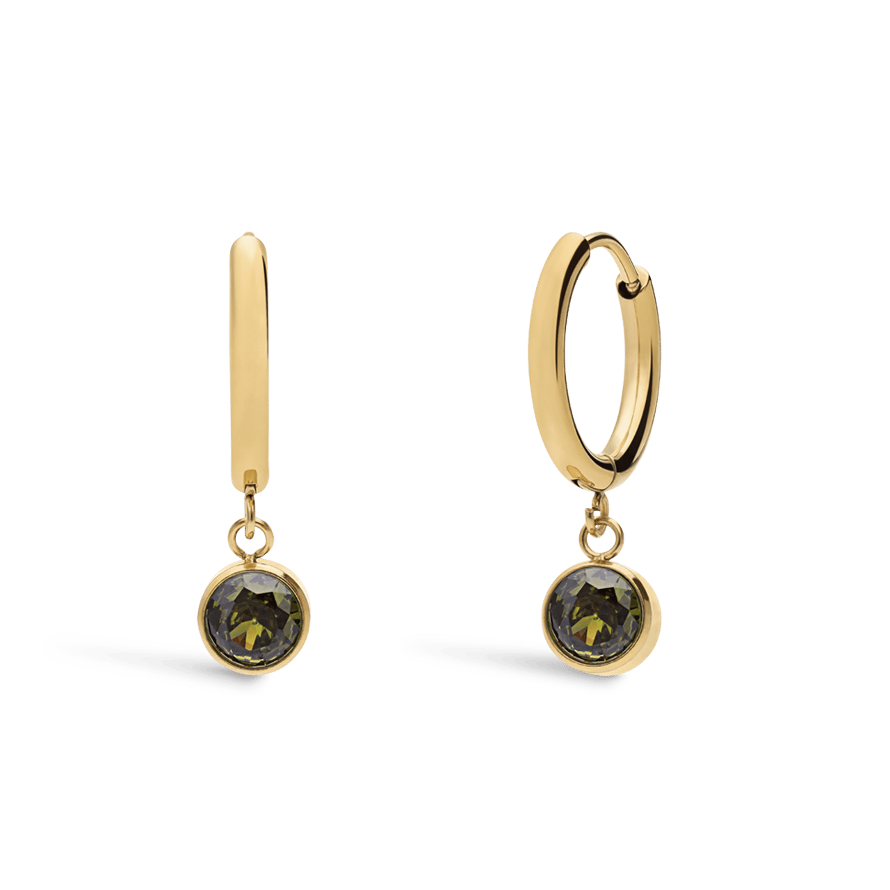 Stainless steel goldplated oorbellen geboortesteen augustus