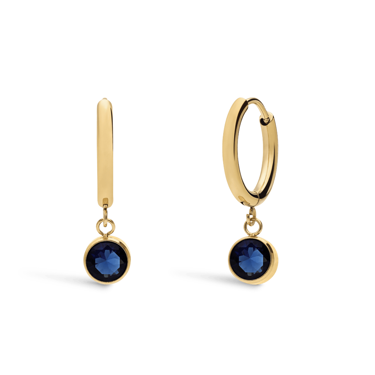 Stainless steel goldplated oorbellen geboortesteen september