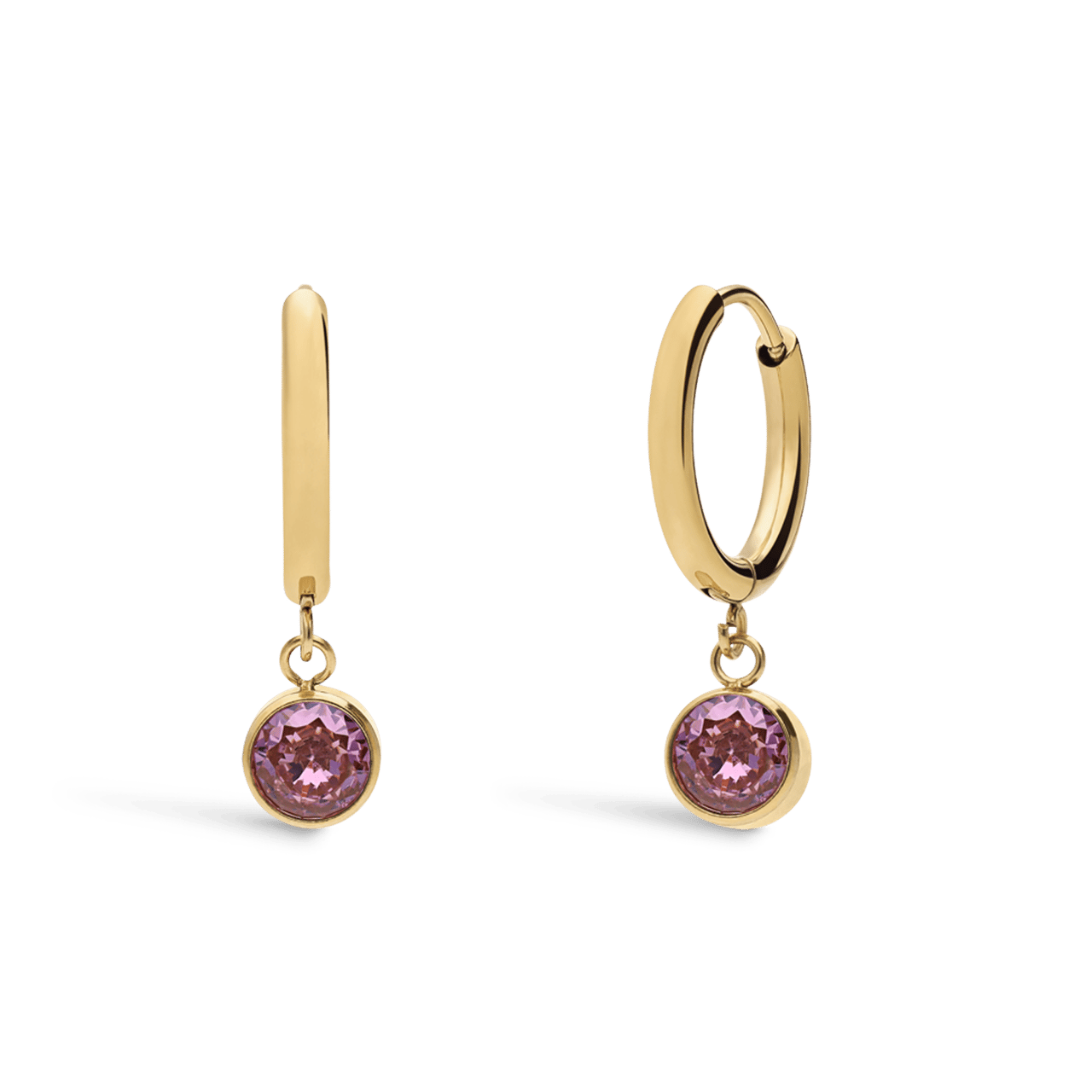 Stainless steel goldplated oorbellen geboortesteen oktober