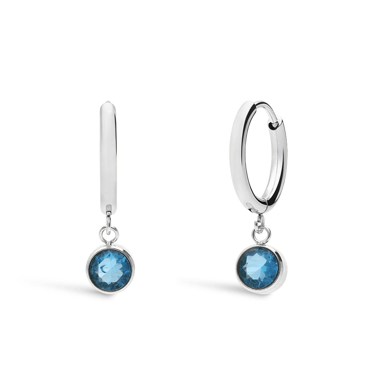 Stainless steel oorbellen met geboortesteen maart