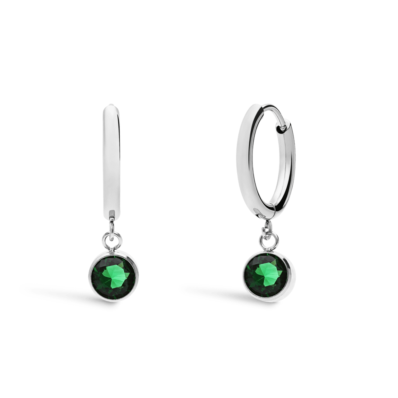 Stainless steel oorbellen met geboortesteen mei