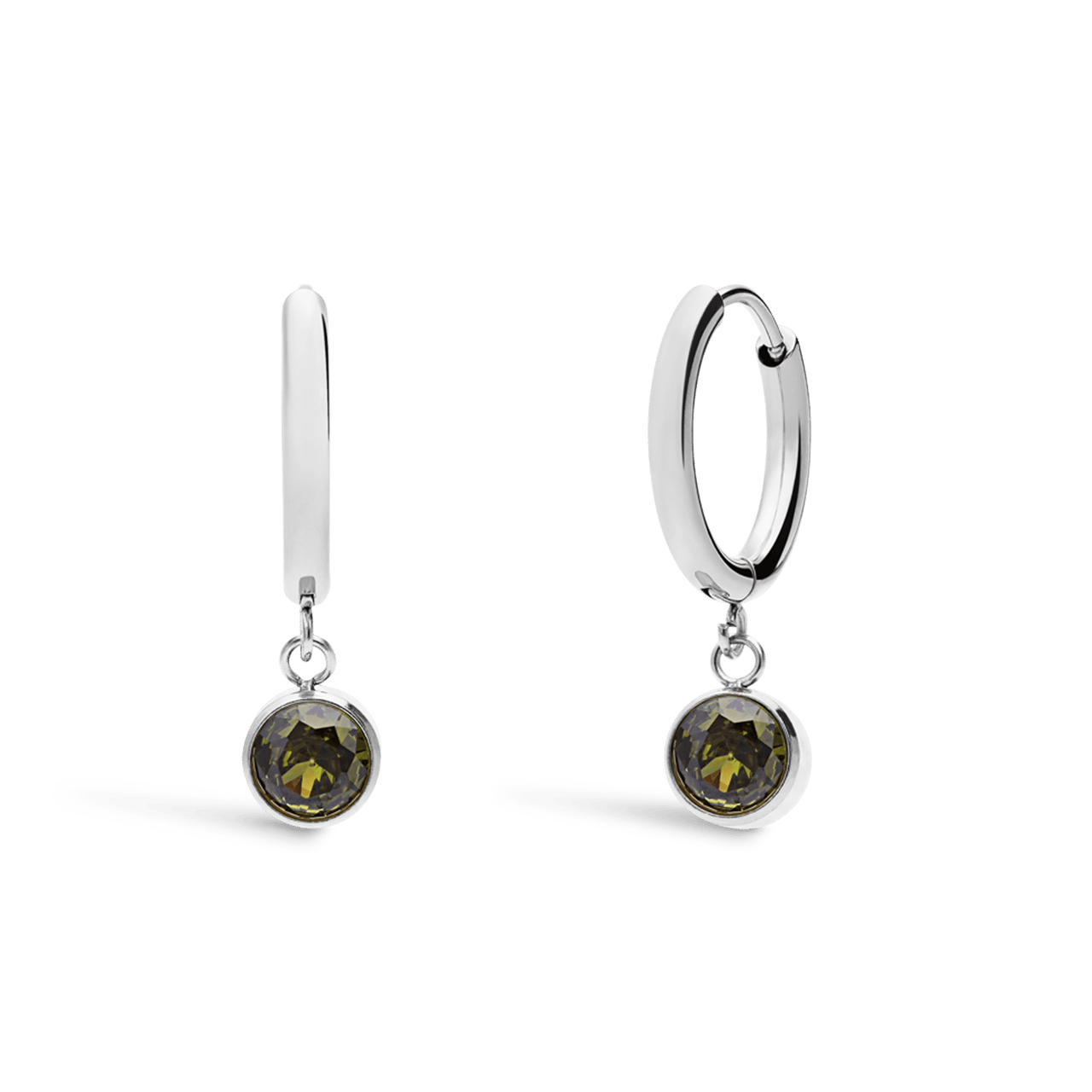 Stainless steel oorbellen met geboortesteen augustus