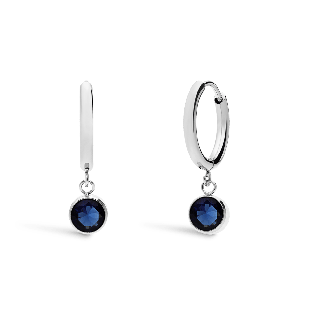 Stainless steel oorbellen met geboortesteen september