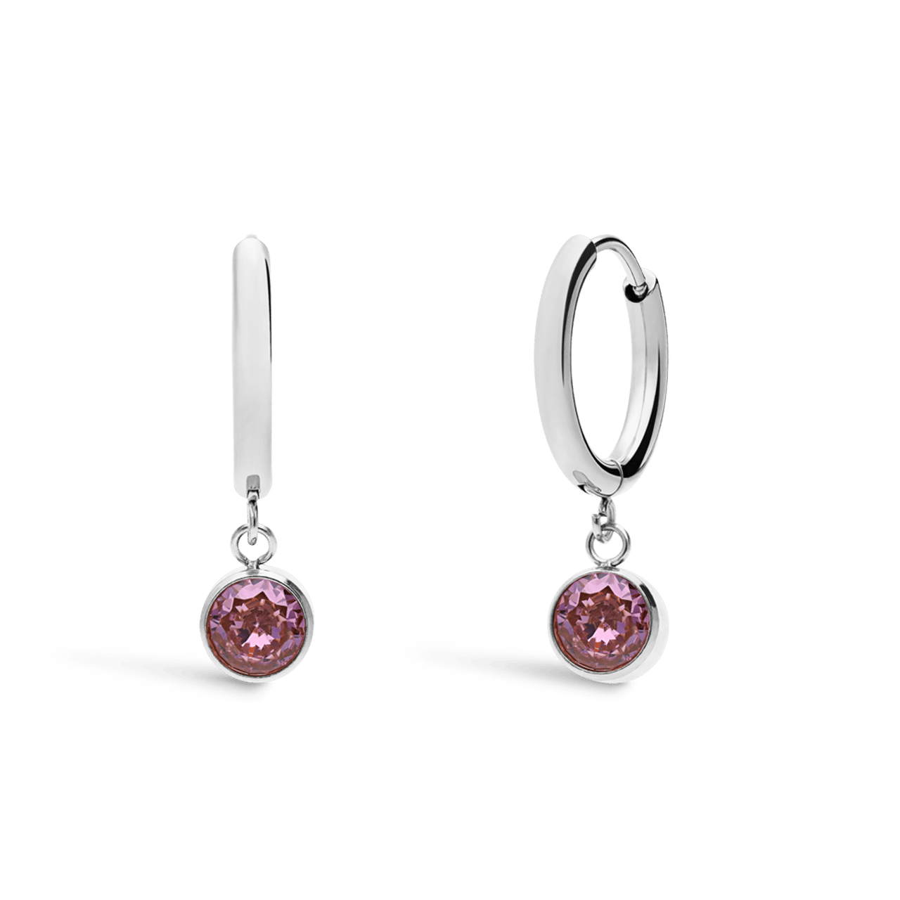 Stainless steel oorbellen met geboortesteen oktober