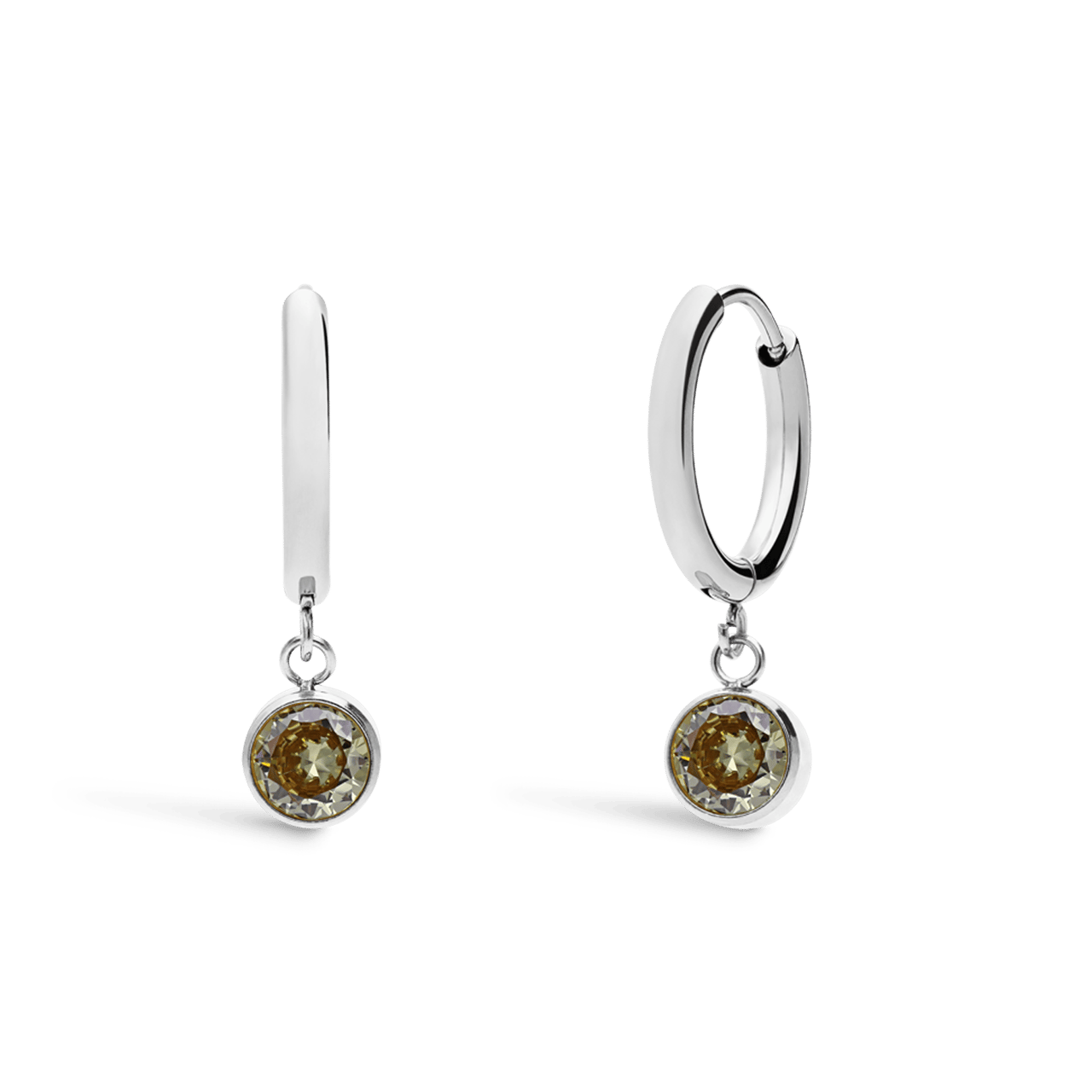 Stainless steel oorbellen met geboortesteen november