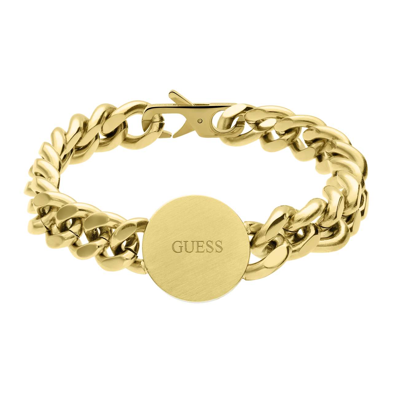 Guess stalen goldplated herenfantasiearmband met hanger